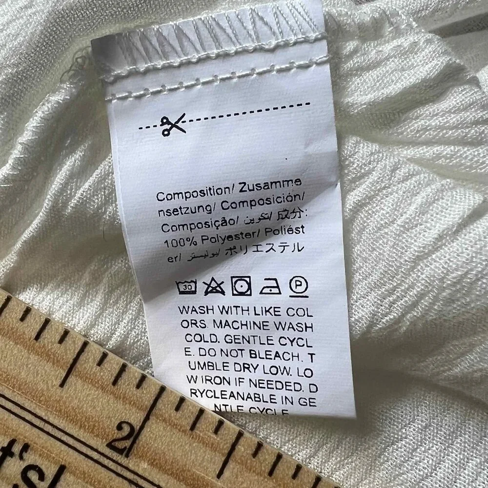 White Strapless Boho Embroidered A-Line Dress Holiday Wedding Romantic Festival - Picture 11 of 12